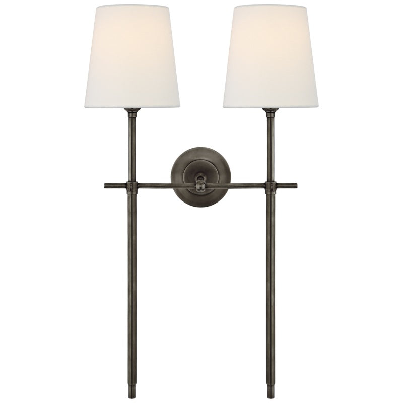 Wall Sconce Brass Fabric Tapered Shade | Wall Lighting