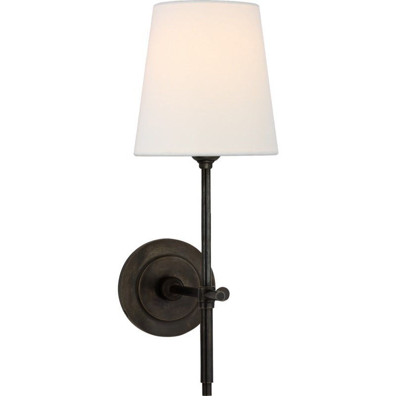 Wall Sconce Brass Fabric Tapered Shade | Wall Lighting