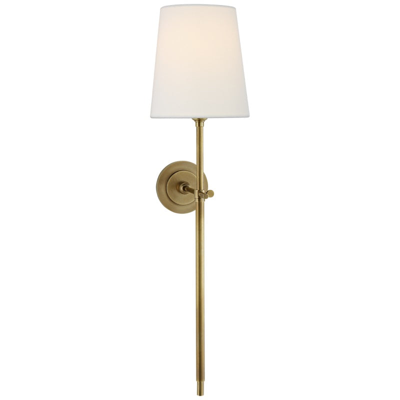 Wall Sconce Brass Fabric Tapered Shade | Wall Lighting