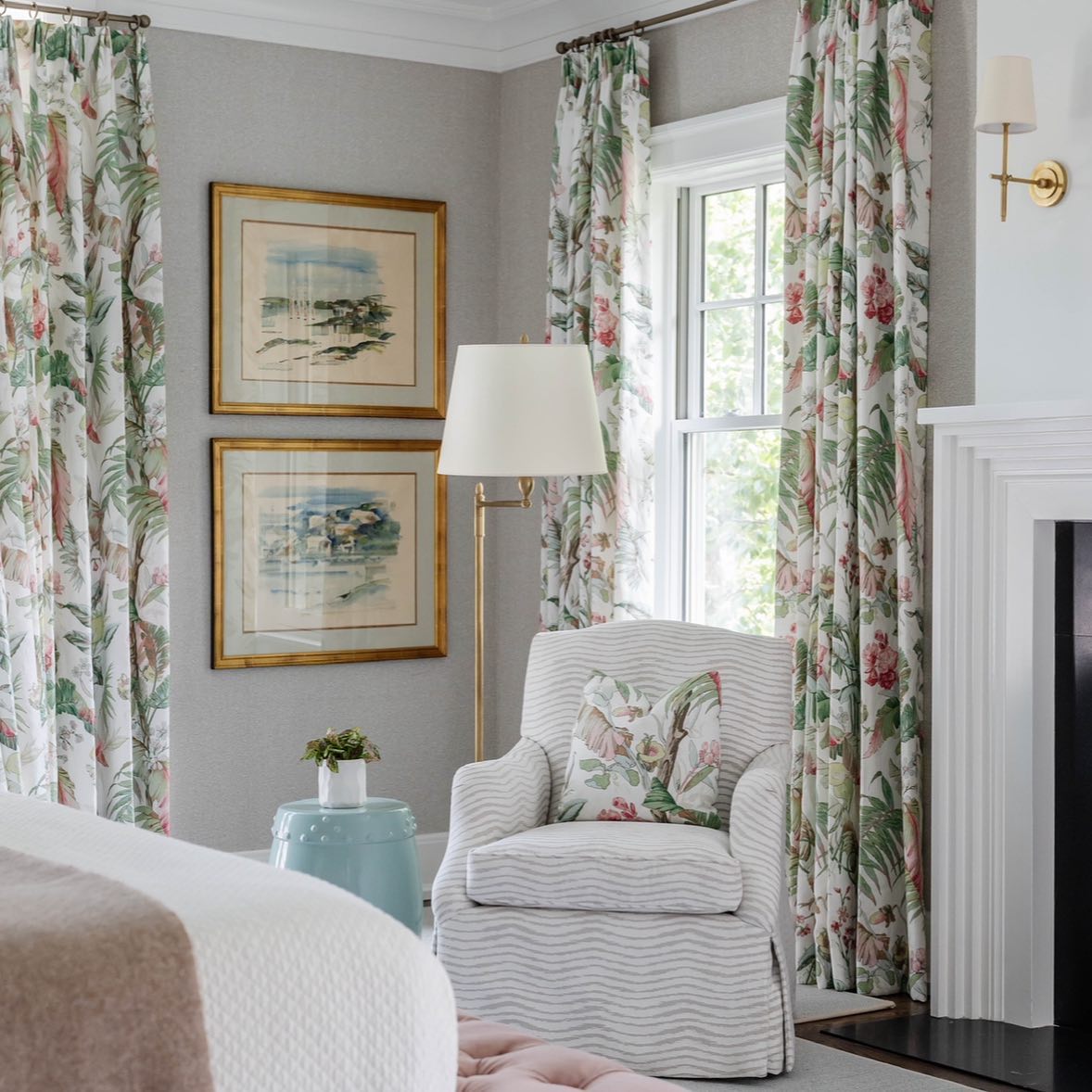 Wall Sconce Brass Fabric Tapered Shade | Wall Lighting