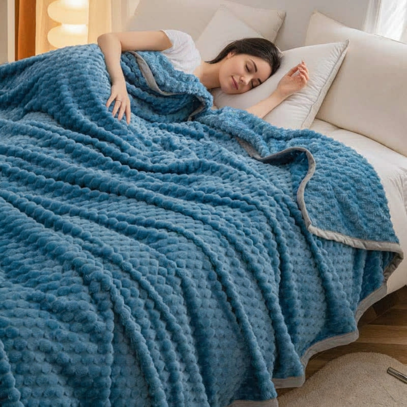 Weighted Blanket Textured Plush Bed Throw | Reversible Design