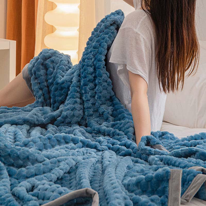 Weighted Blanket Textured Plush Bed Throw | Reversible Design