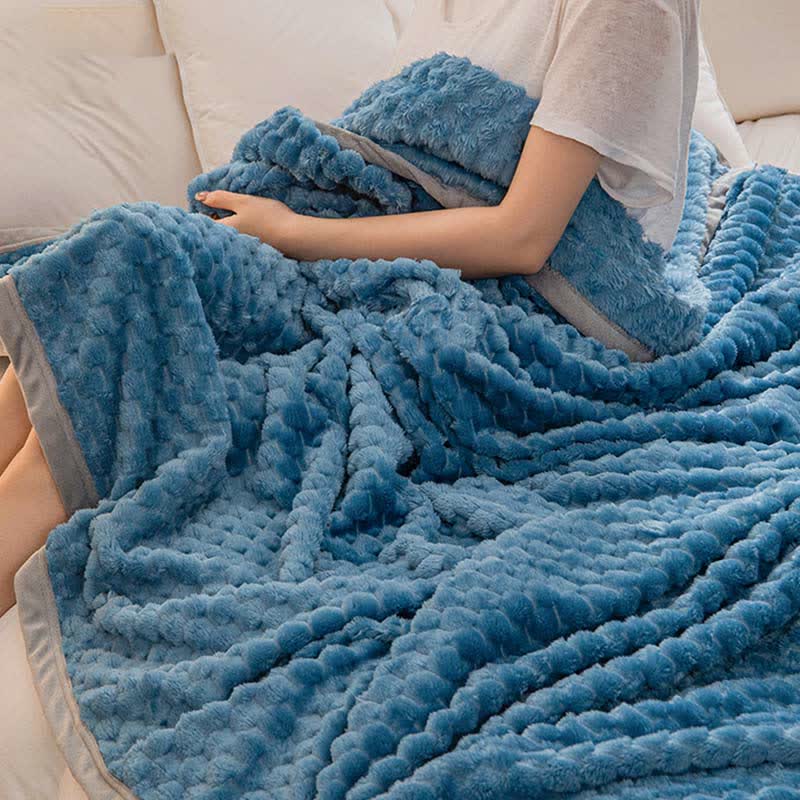 Weighted Blanket Textured Plush Bed Throw | Reversible Design