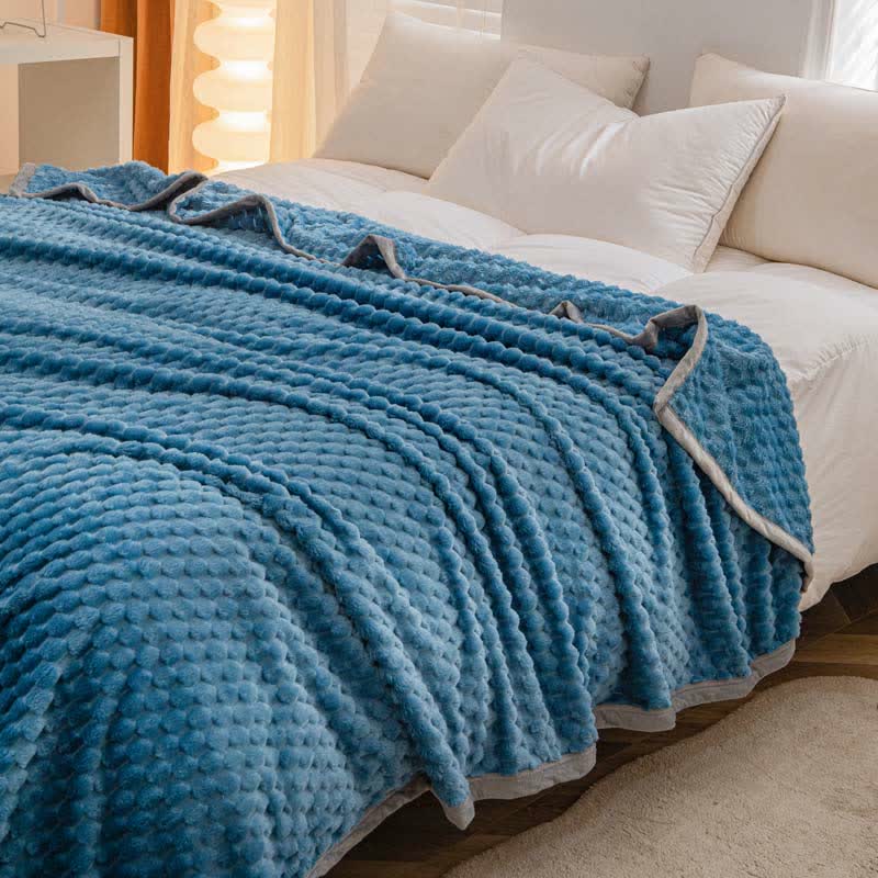 Weighted Blanket Textured Plush Bed Throw | Reversible Design