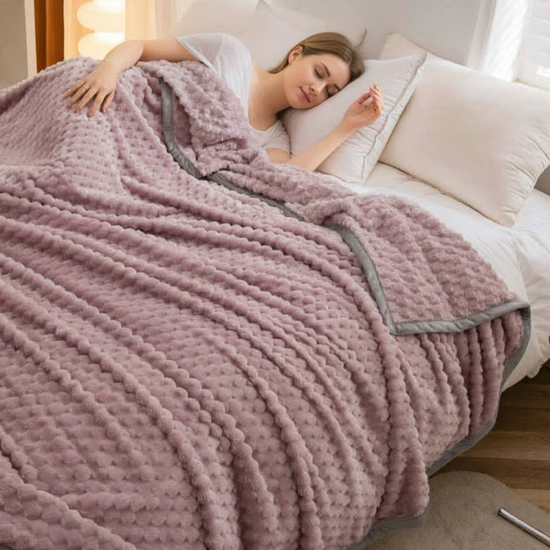 Weighted Blanket Textured Plush Bed Throw | Reversible Design