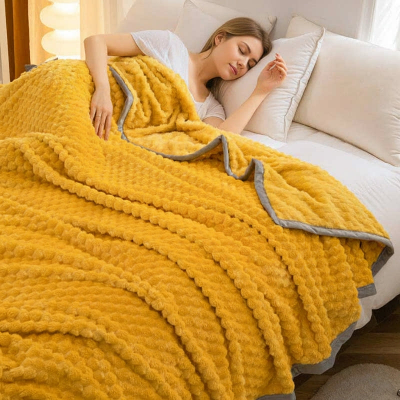 Weighted Blanket Textured Plush Bed Throw | Reversible Design