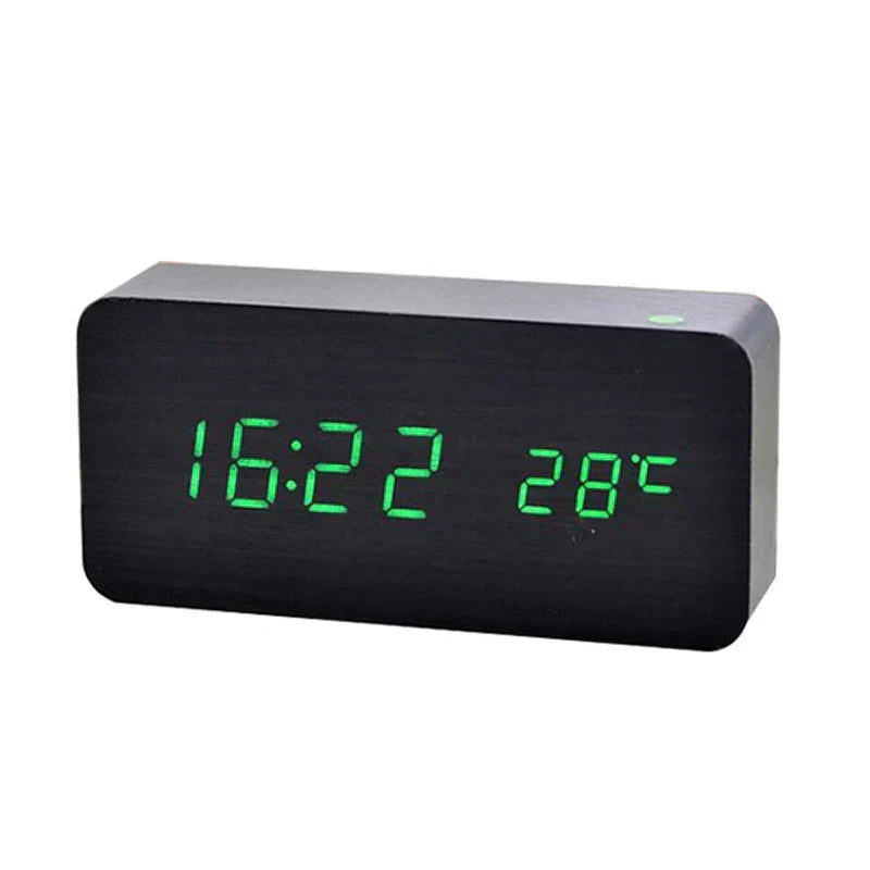 Alarm Clock Wooden Digital with Temperature | LED