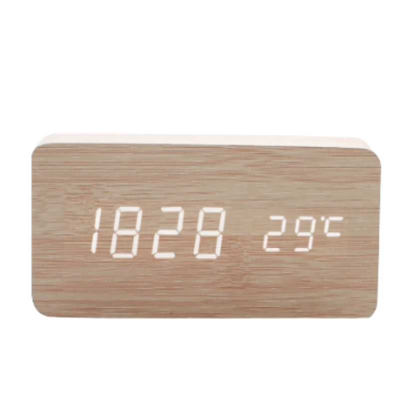 Alarm Clock Wooden Digital with Temperature | LED