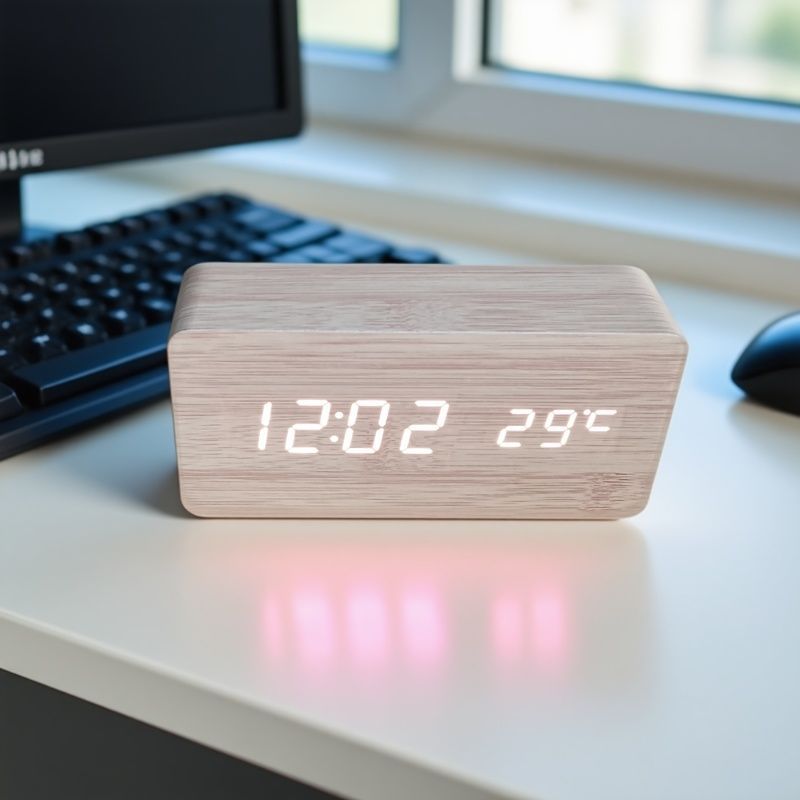 Alarm Clock Wooden Digital with Temperature | LED