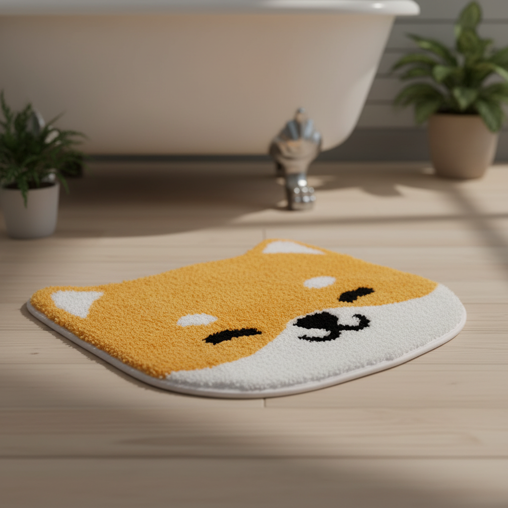 Anti-slip Washable Rug for Bathroom | Dog Face Design