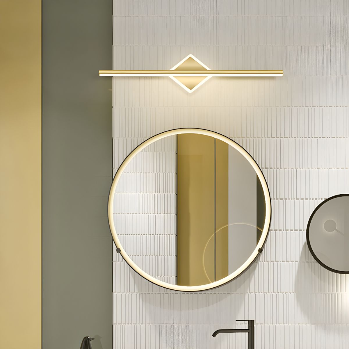 Bathroom Vanity Light with Linear Diamond Accent | LED