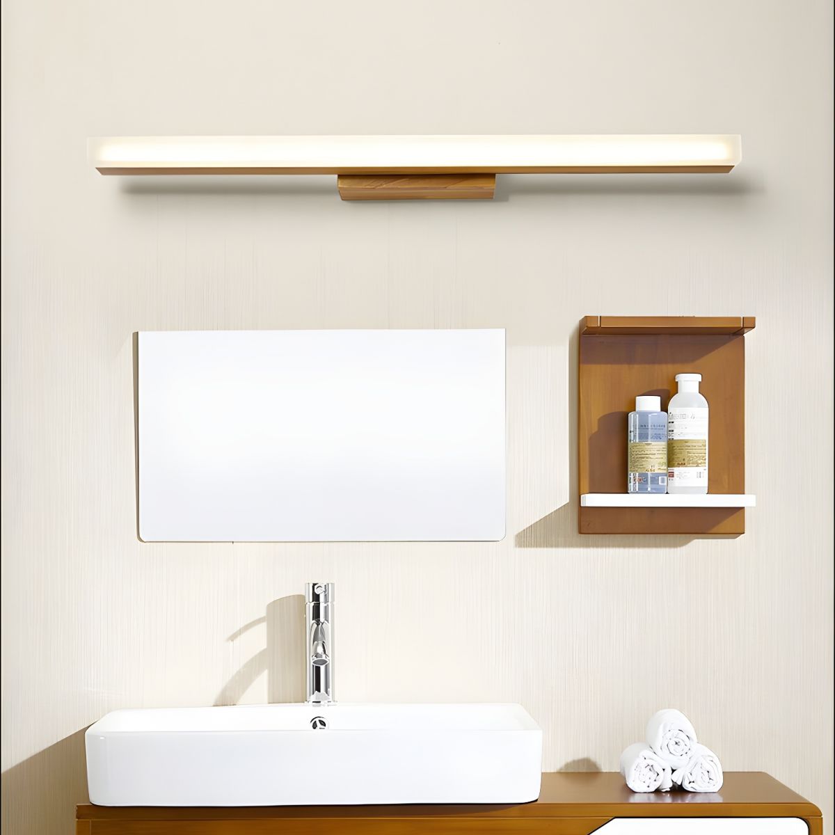 Bathroom Vanity Light with Wooden Mount | LED