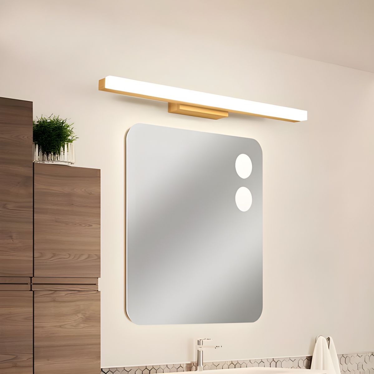 Bathroom Vanity Light with Wooden Mount | LED