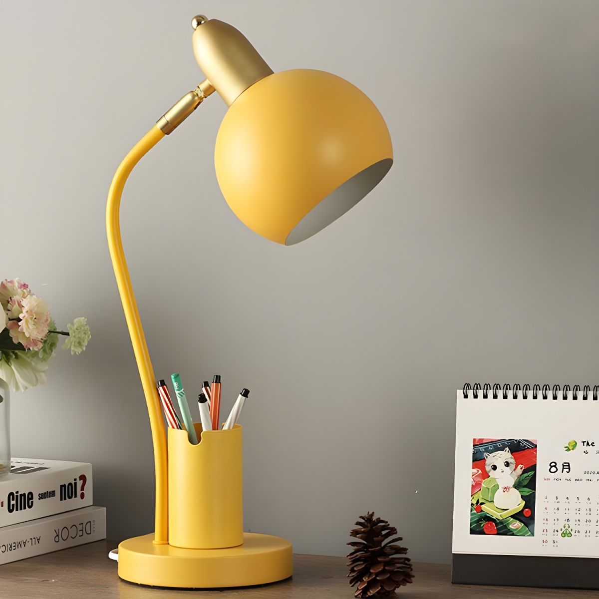 Bedside Lamp Adjustable Dome with Pen Holder | Desk Reading