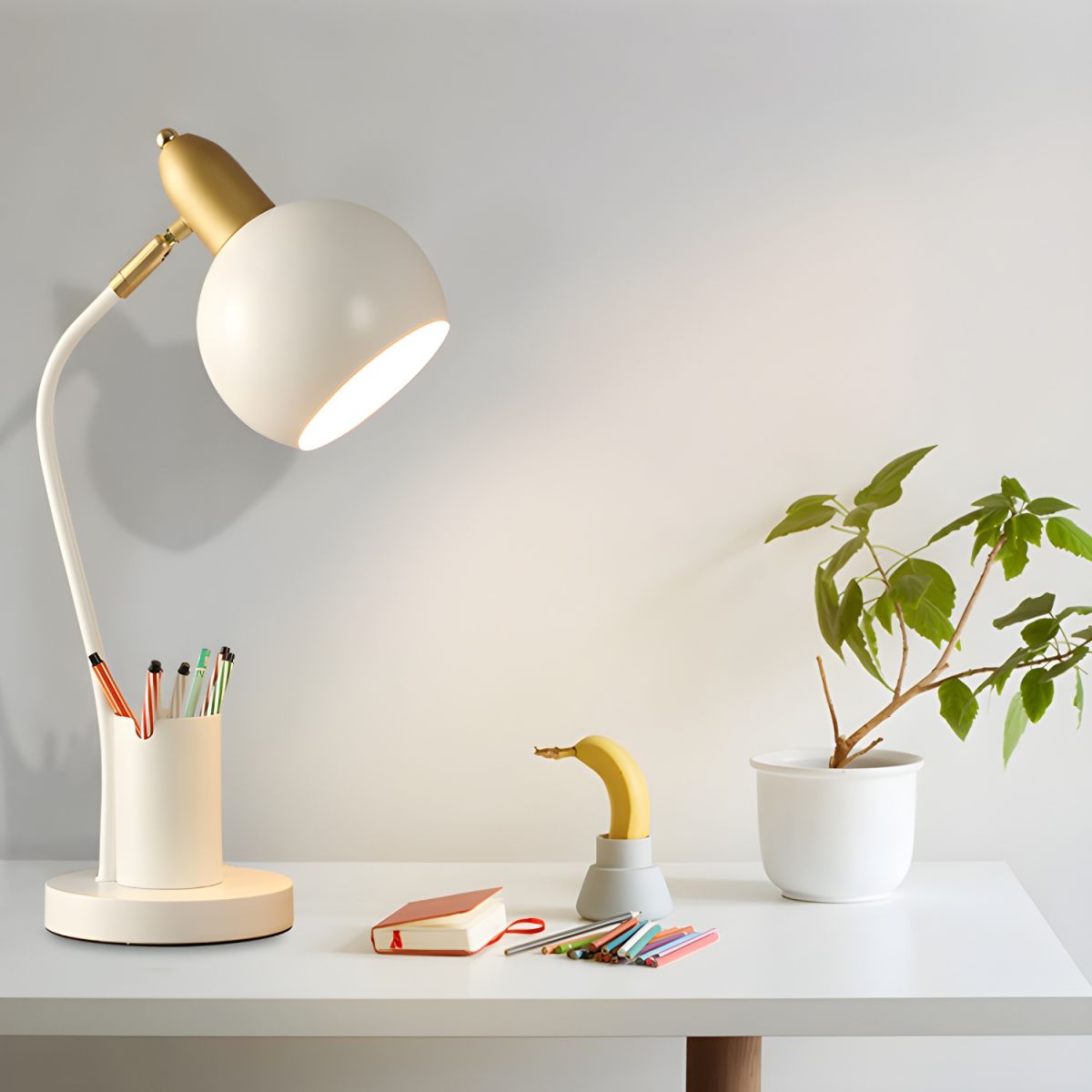 Bedside Lamp Adjustable Dome with Pen Holder | Desk Reading