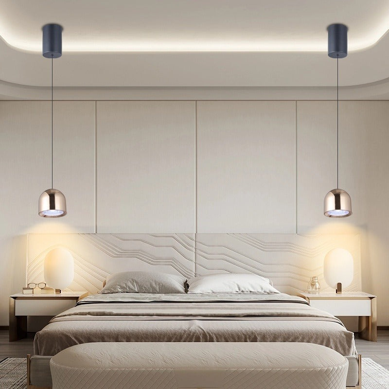 Bedside Pendant Light with Cord & Dome Shade | Downward Glow