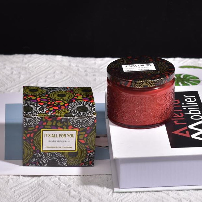 Candles & Home Fragrance Embossed Glass Jar with Lid | Scented