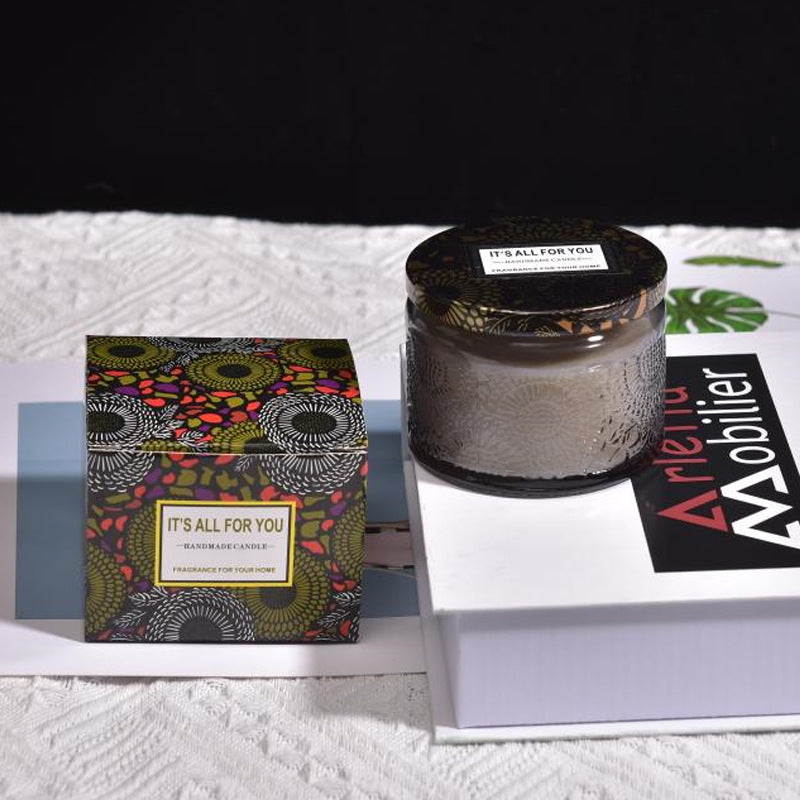 Candles & Home Fragrance Embossed Glass Jar with Lid | Scented