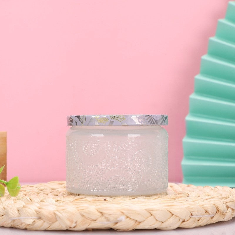 Candles & Home Fragrance Embossed Glass Jar with Lid | Scented