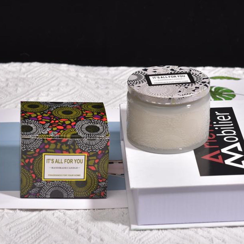 Candles & Home Fragrance Embossed Glass Jar with Lid | Scented