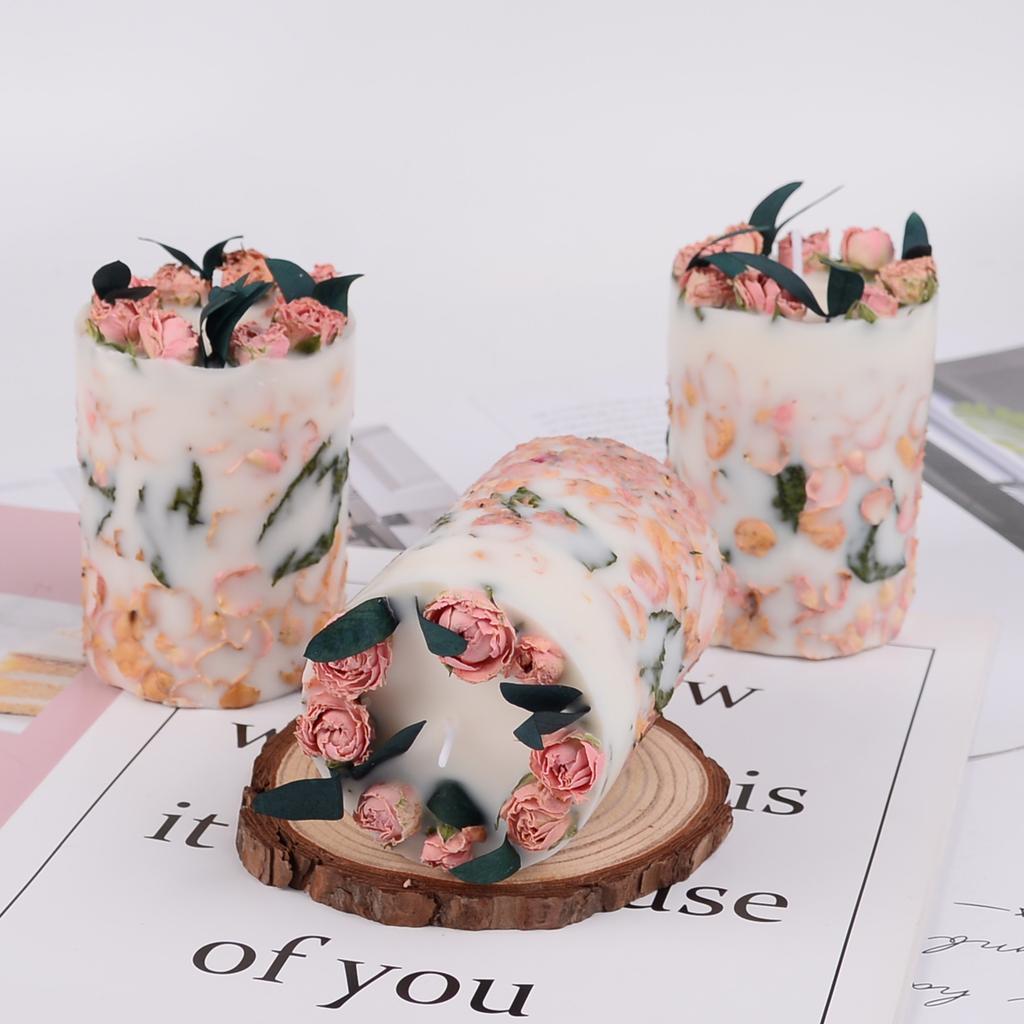 Candles & Home Fragrance Pillar with Dried Flowers | Botanical