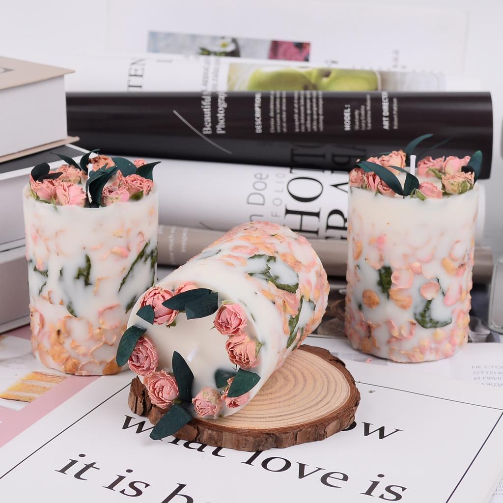 Candles & Home Fragrance Pillar with Dried Flowers | Botanical