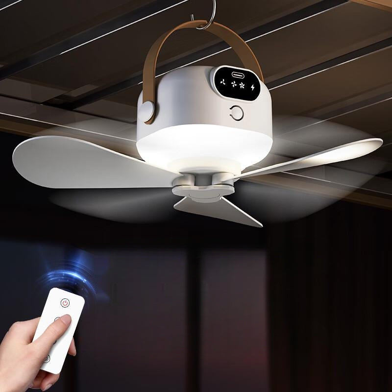 Ceiling Fan Lamp with Remote | Portable Hanging Light