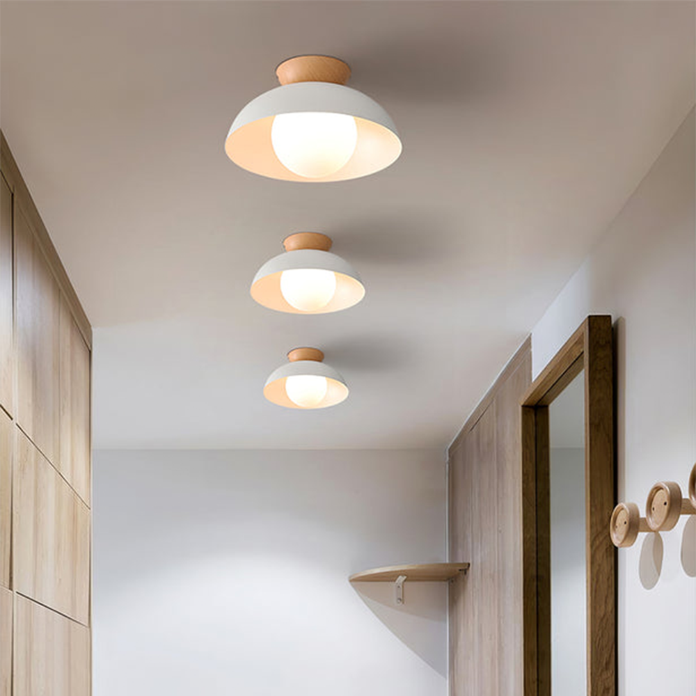 Ceiling Light Dome with Wooden Cap | Globe Design
