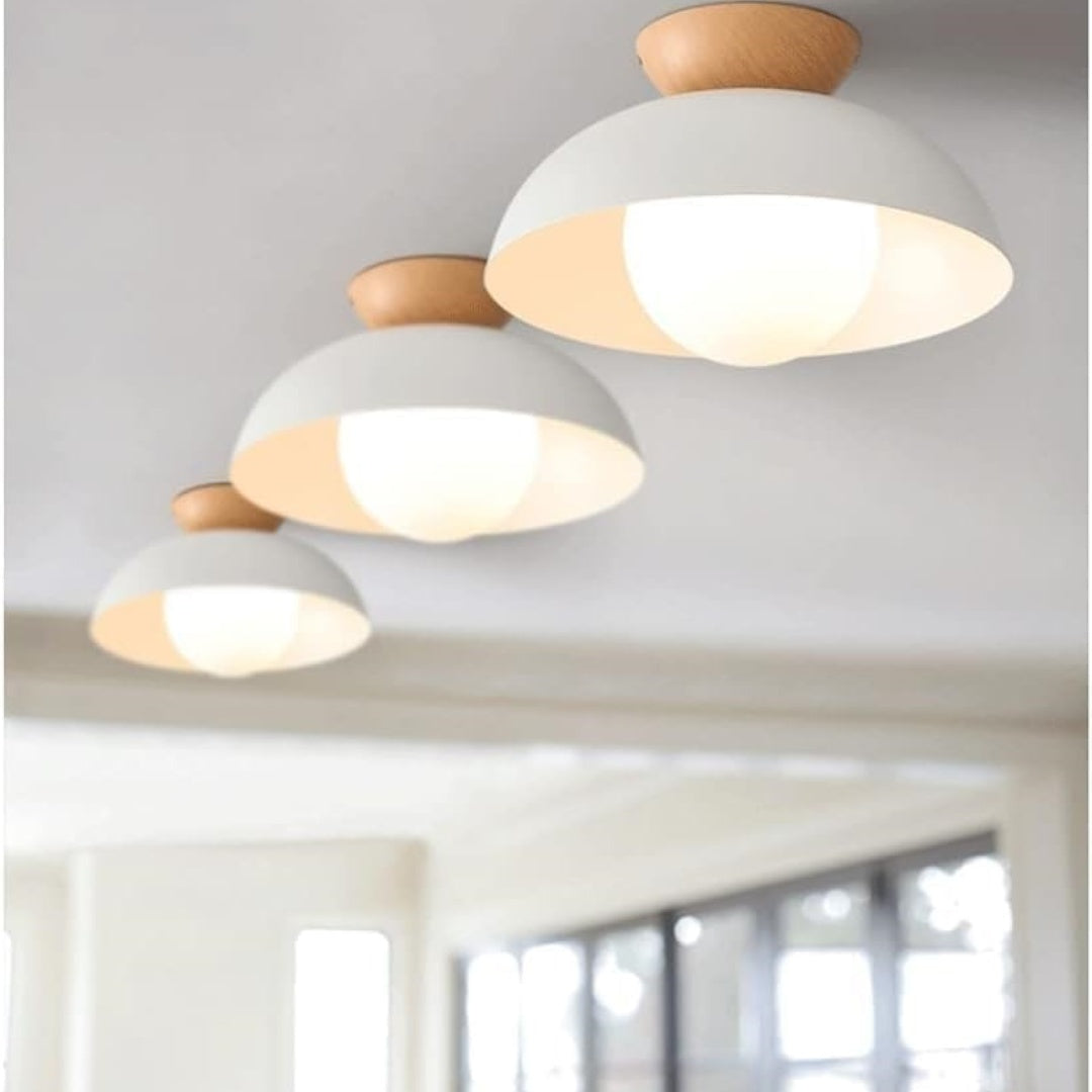 Ceiling Light Dome with Wooden Cap | Globe Design