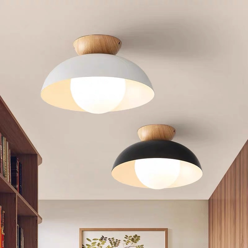 Ceiling Light Dome with Wooden Cap | Globe Design