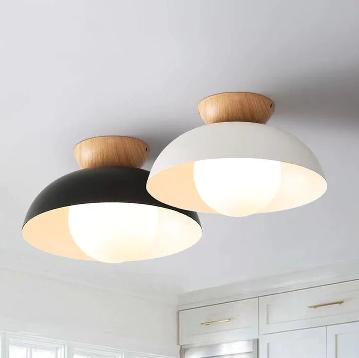 Ceiling Light Dome with Wooden Cap | Globe Design
