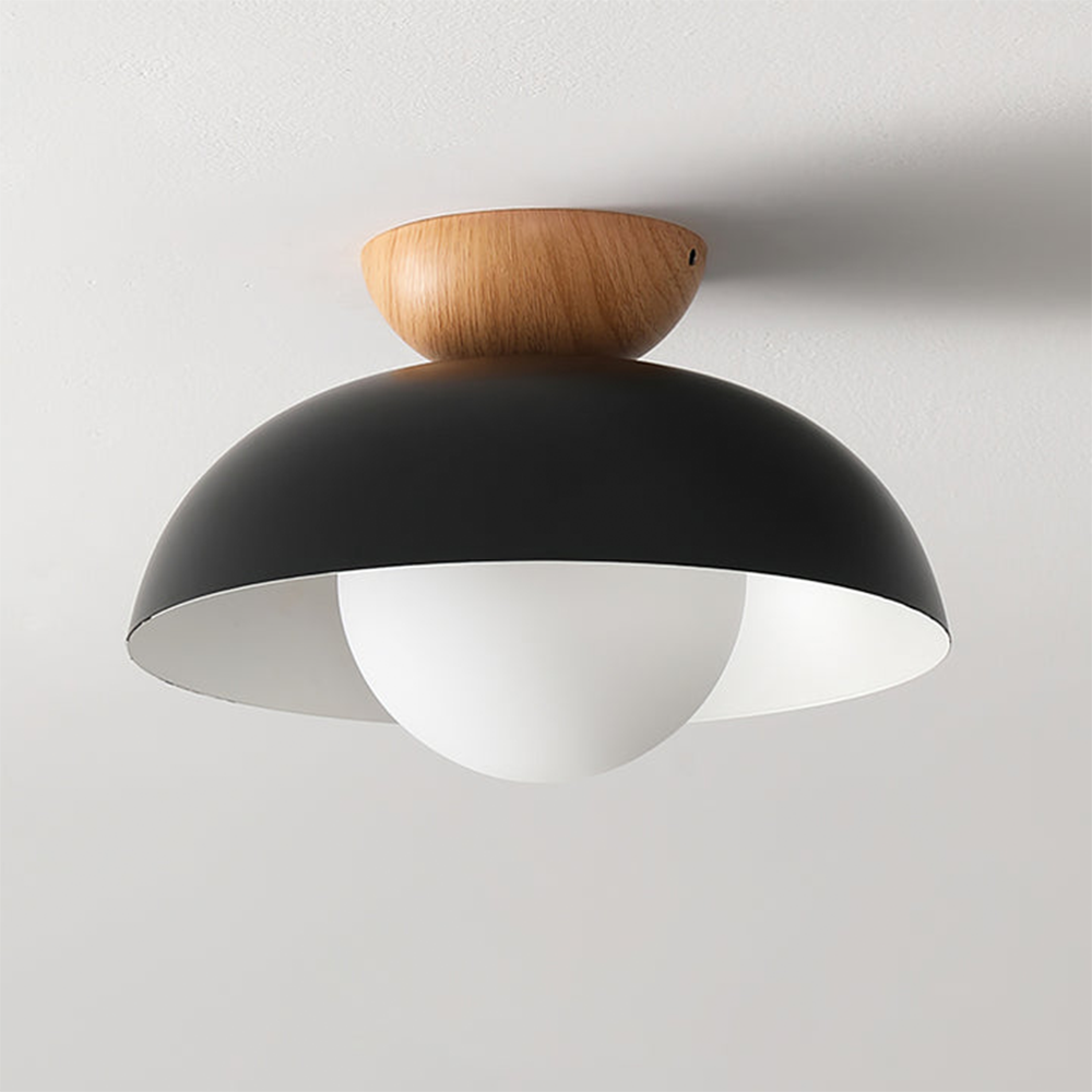 Ceiling Light Dome with Wooden Cap | Globe Design