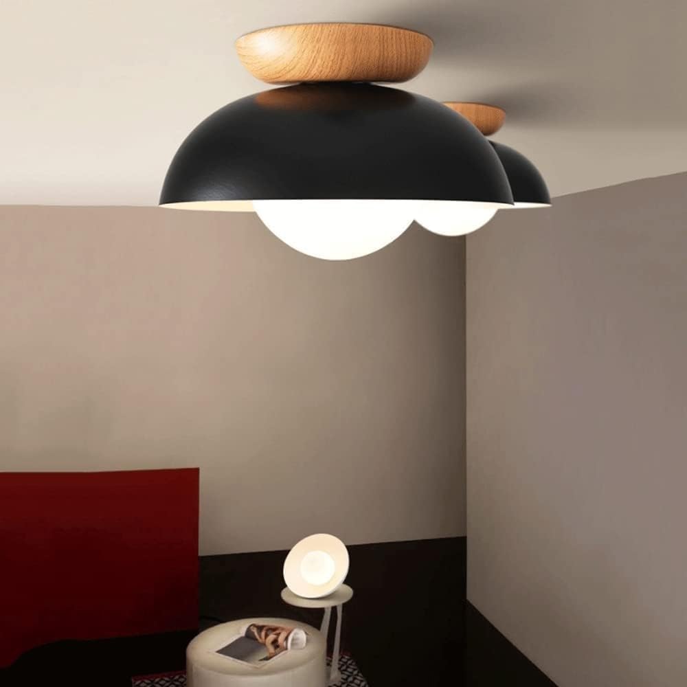 Ceiling Light Dome with Wooden Cap | Globe Design