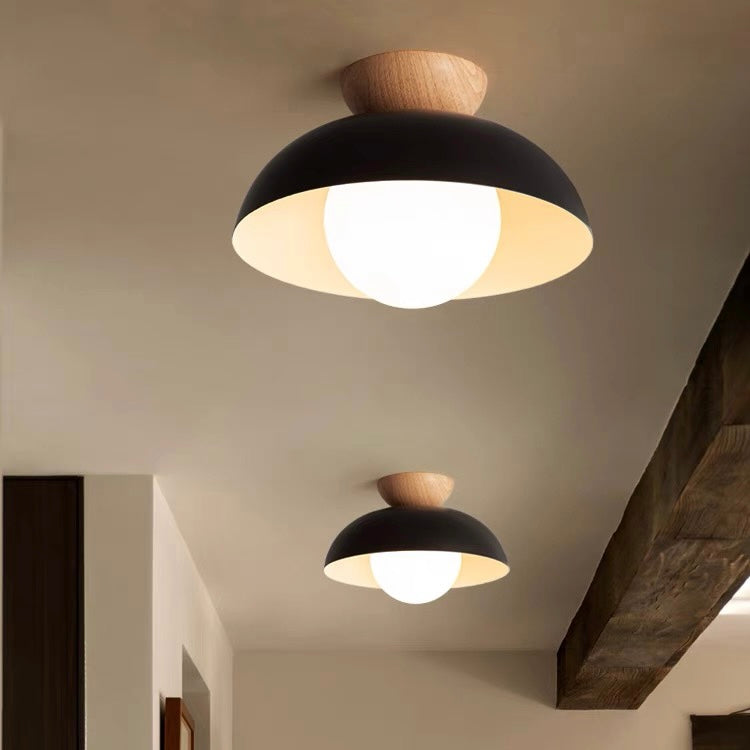 Ceiling Light Dome with Wooden Cap | Globe Design