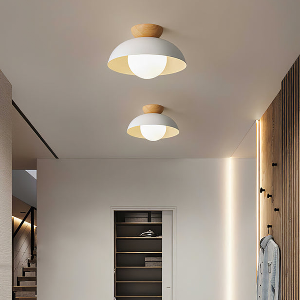 Ceiling Light Dome with Wooden Cap | Globe Design