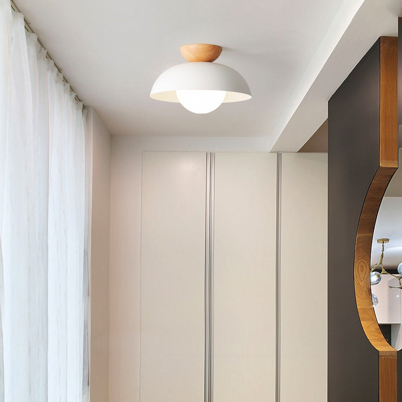 Ceiling Light Dome with Wooden Cap | Globe Design