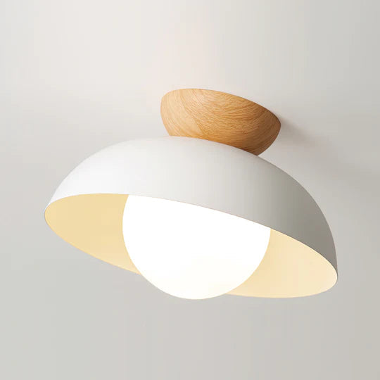 Ceiling Light Dome with Wooden Cap | Globe Design