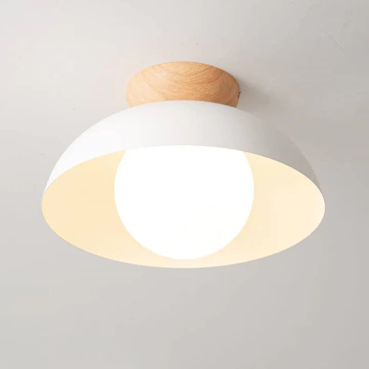Ceiling Light Dome with Wooden Cap | Globe Design