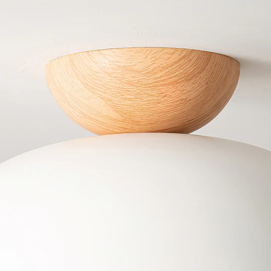 Ceiling Light Dome with Wooden Cap | Globe Design