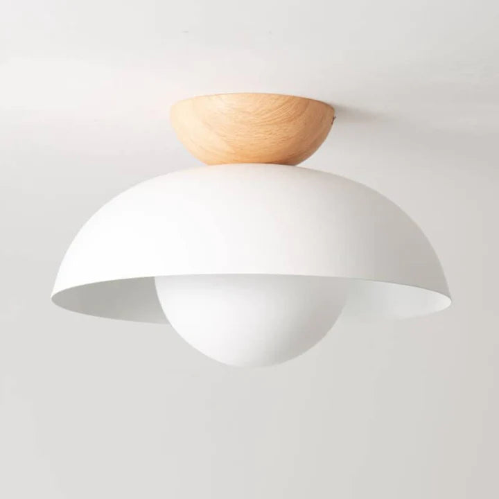 Ceiling Light Dome with Wooden Cap | Globe Design