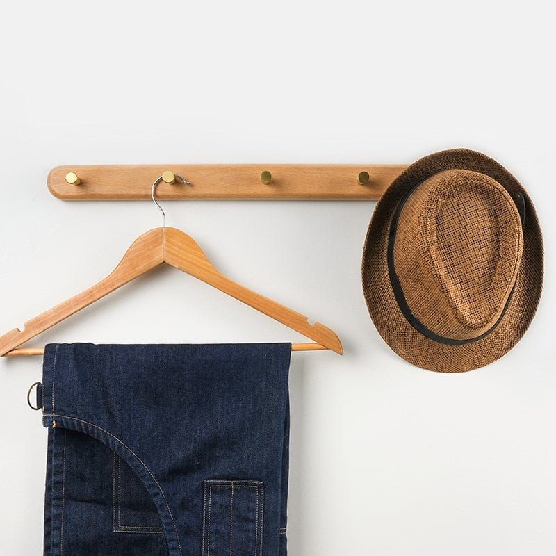 Coat Hangers Wood Peg Rail with Round Knobs | Minimalist