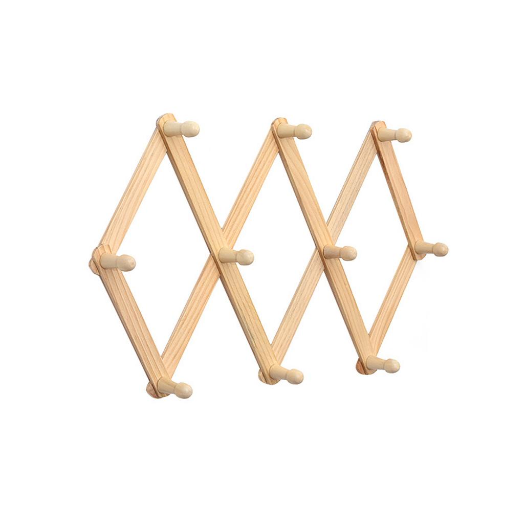 Coat Rack Expandable | Wood Wall Mount 10 Hooks