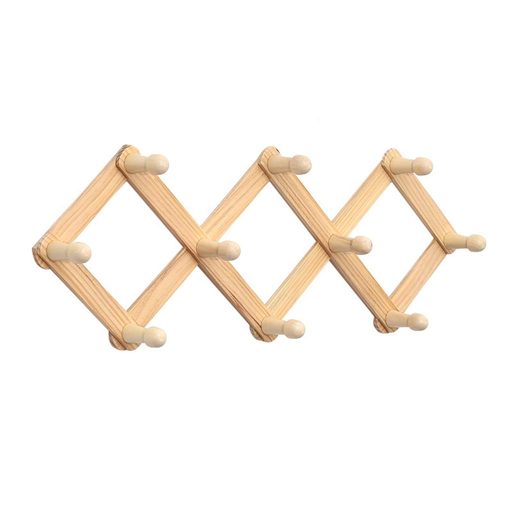 Coat Rack Expandable | Wood Wall Mount 10 Hooks