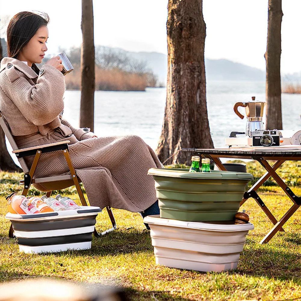 Collapsible Basket for Picnic & Storage with Handles | Foldable