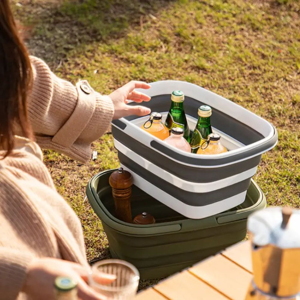Collapsible Basket for Picnic & Storage with Handles | Foldable