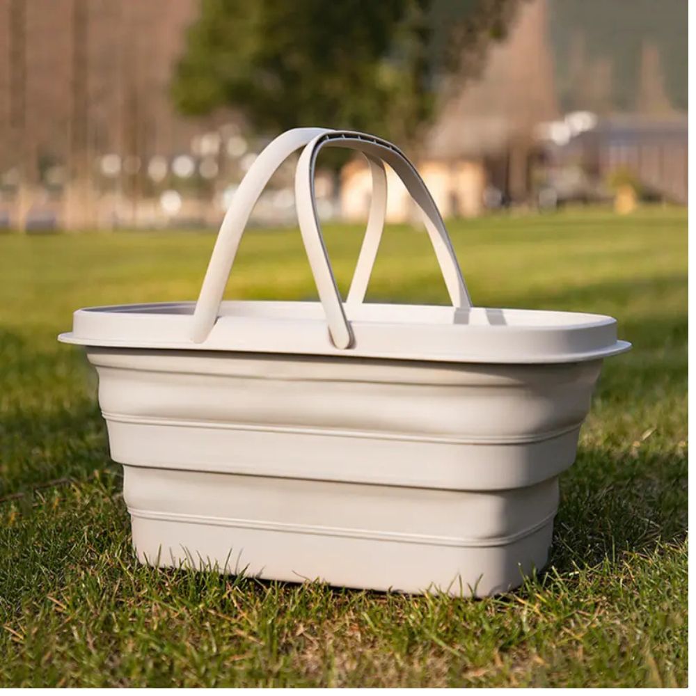 Collapsible Basket for Picnic & Storage with Handles | Foldable