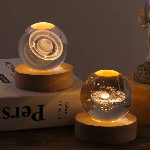 Decorative Lighting LED Glass Ball with Wooden Base | Engraving