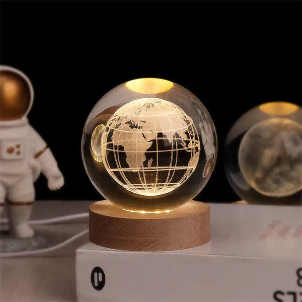 Decorative Lighting LED Glass Ball with Wooden Base | Engraving