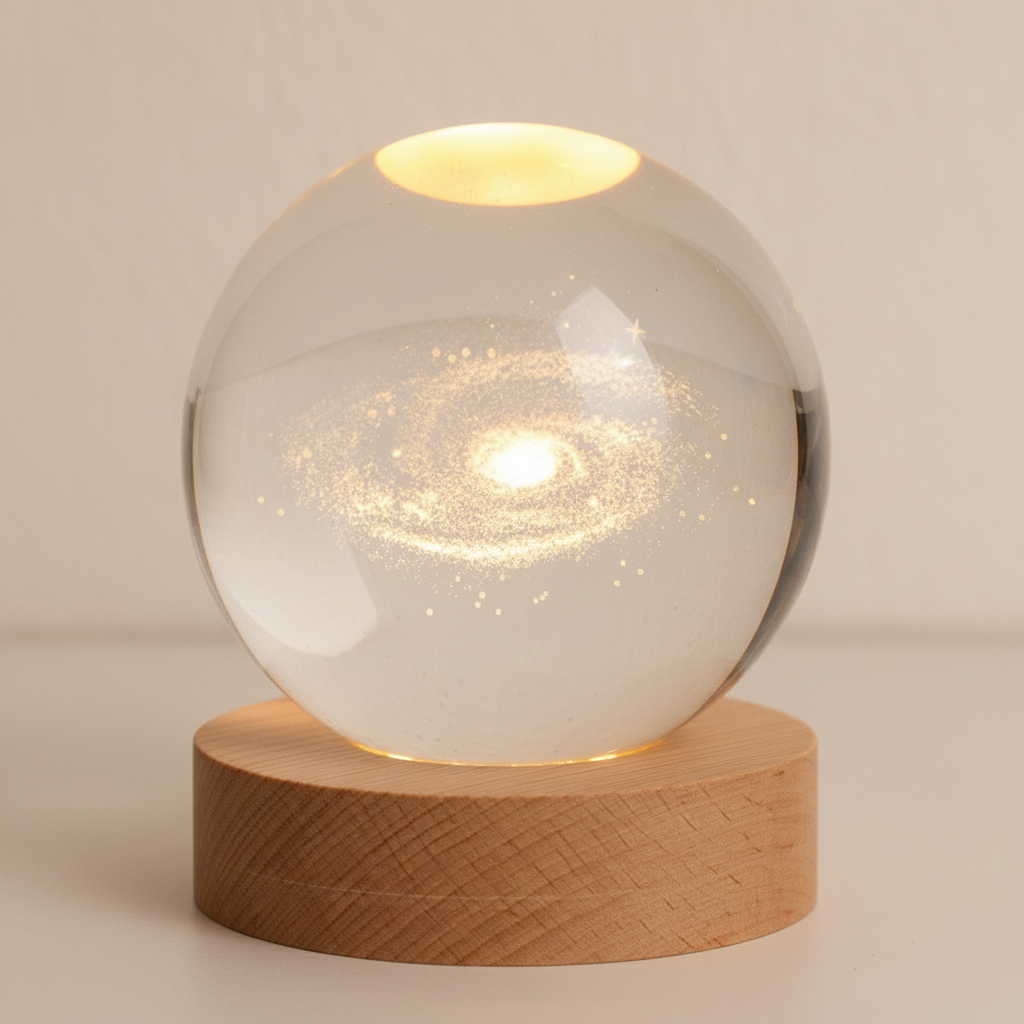 Decorative Lighting LED Glass Ball with Wooden Base | Engraving