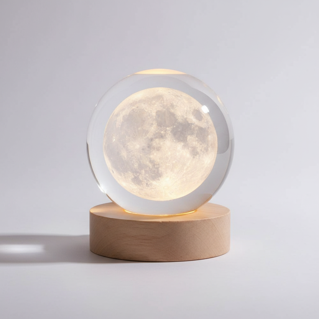 Decorative Lighting LED Glass Ball with Wooden Base | Engraving